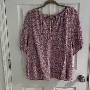 Ava & Viv Pink Floral Blouse 1X